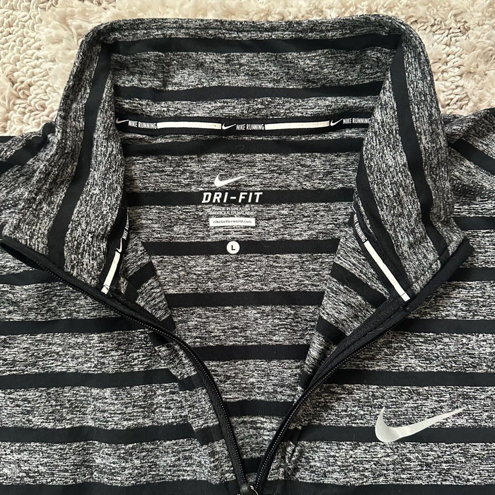 Nike Black and Gray Striped Quarter-Zip Pullover - Picture 4 of 5